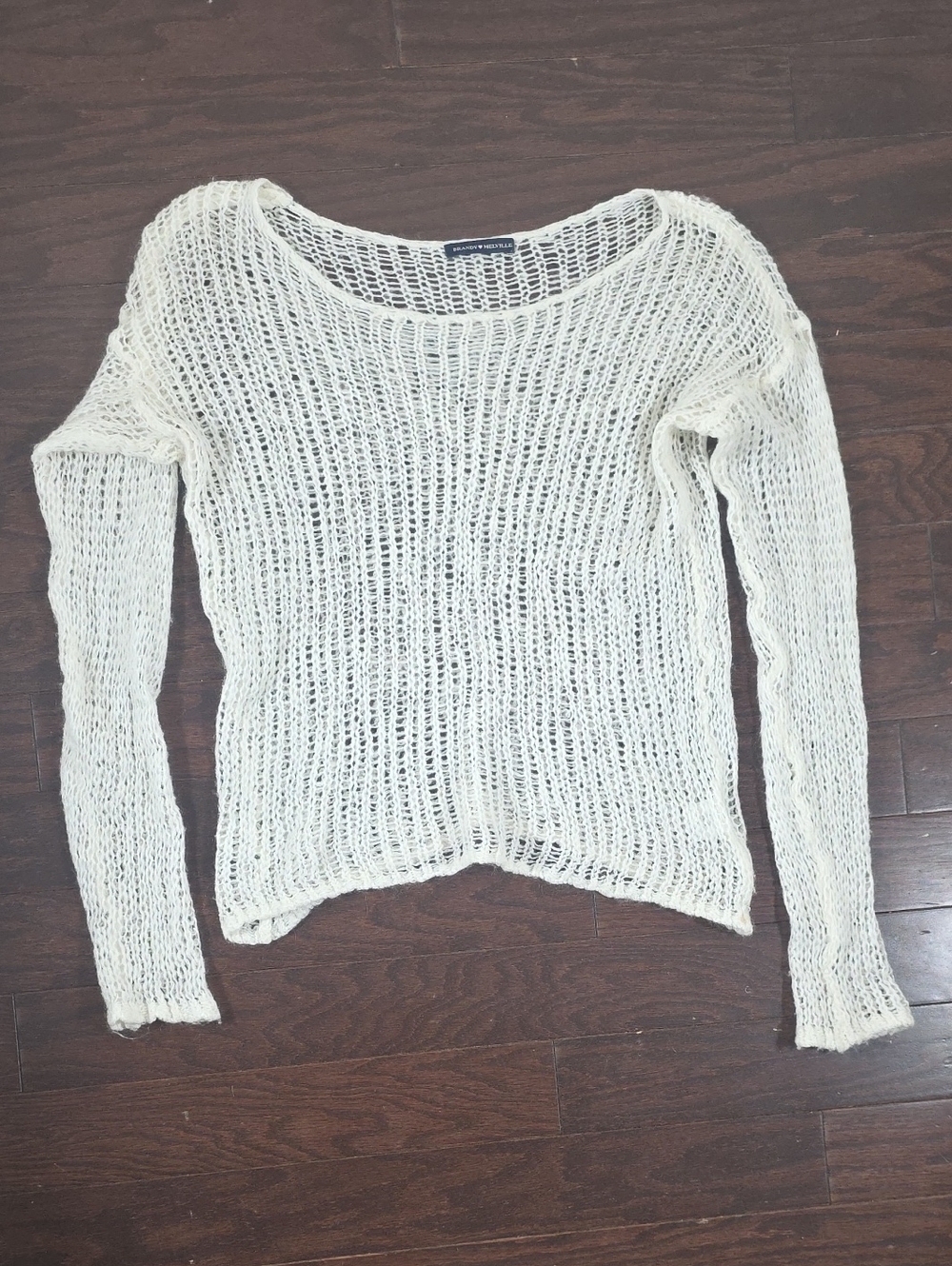 Brandy Melville Open-Knit Scoop Neck Sweater in Cream